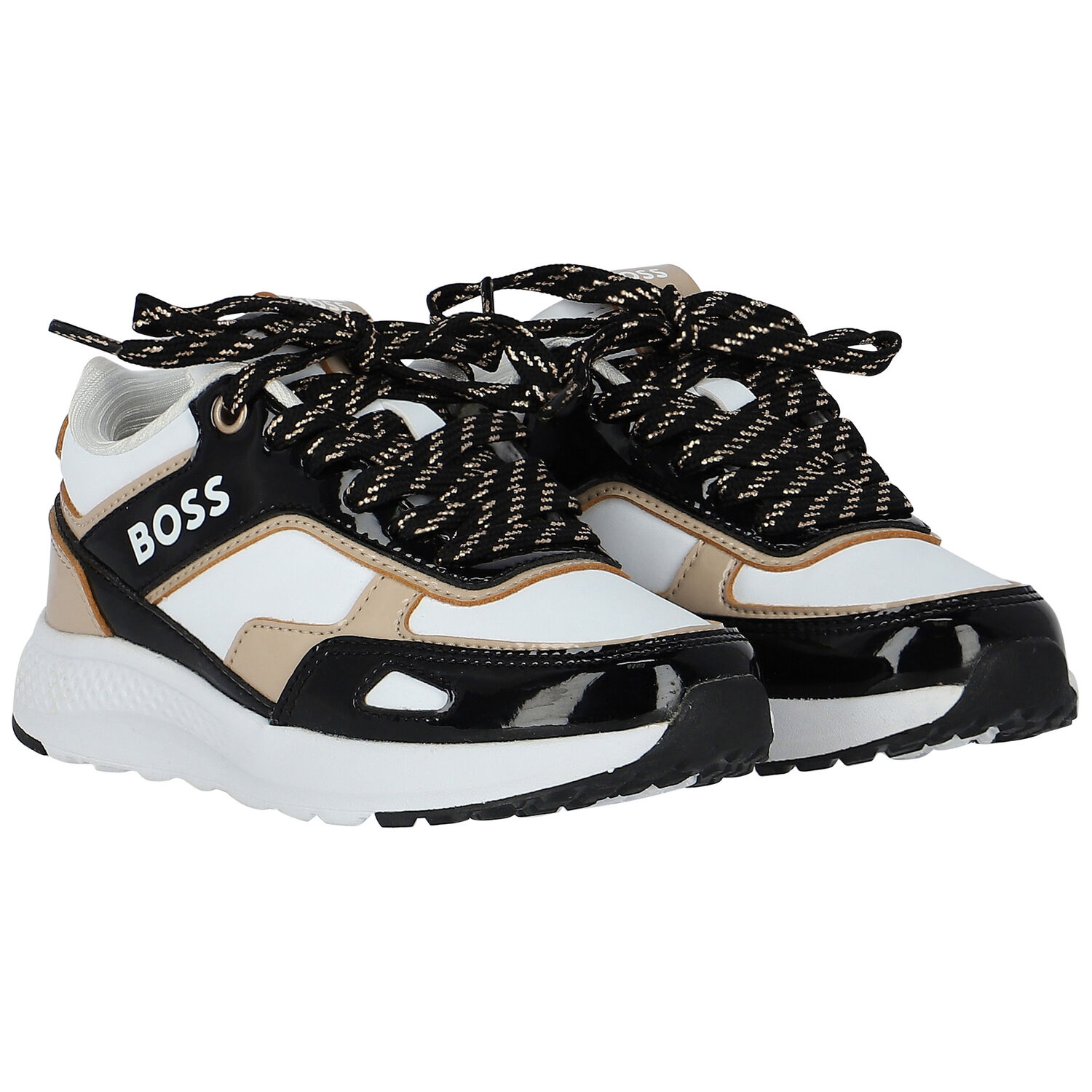 Girls Black & White Logo Trainers, 1, hi-res image number null