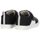Boys Black Logo Trainers, 1, hi-res