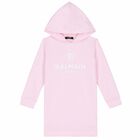 Girls Pink Hooded Logo Dress, 1, hi-res