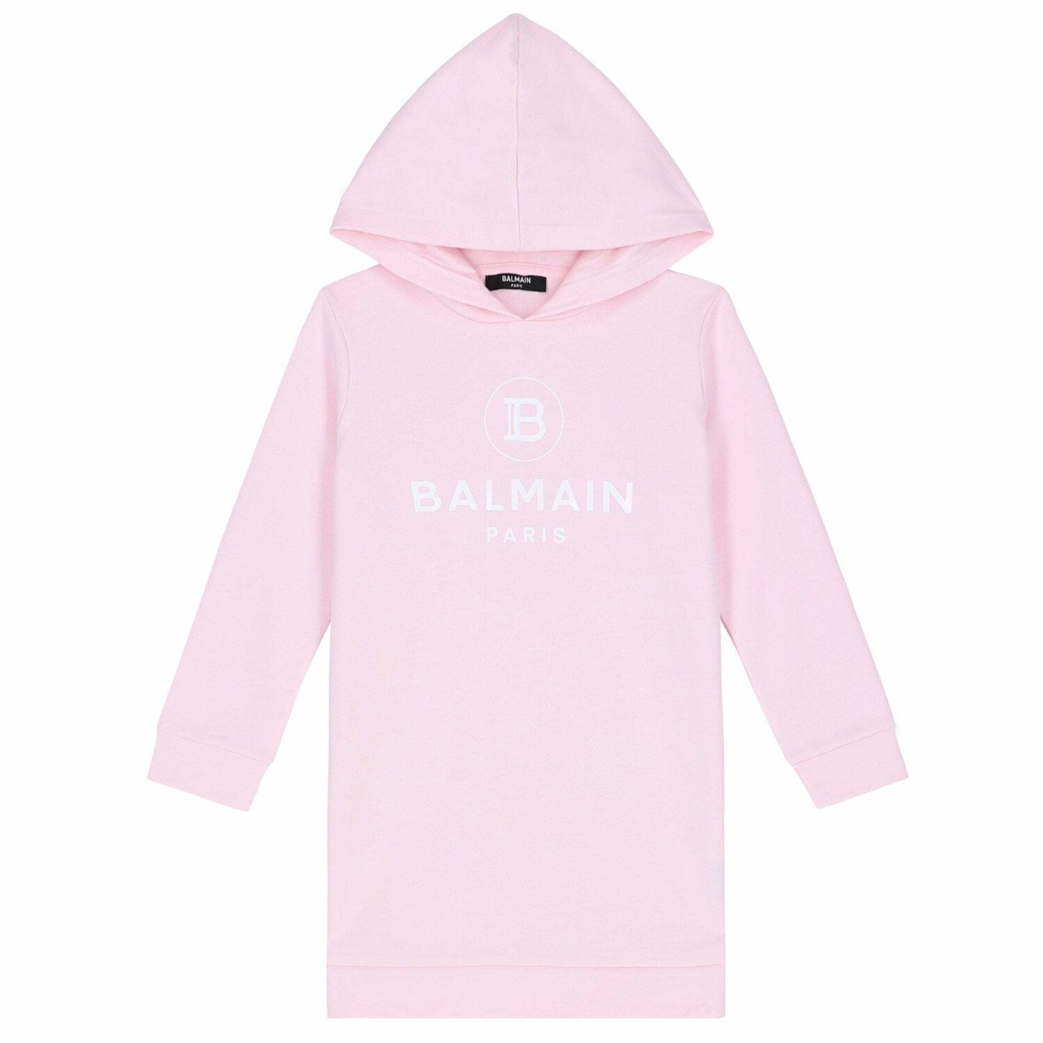 Girls Pink Hooded Logo Dress, 1, hi-res
