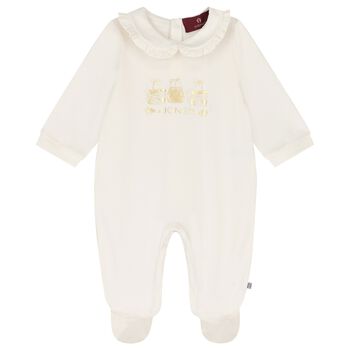 Baby Girls Ivory Logo Babygrow