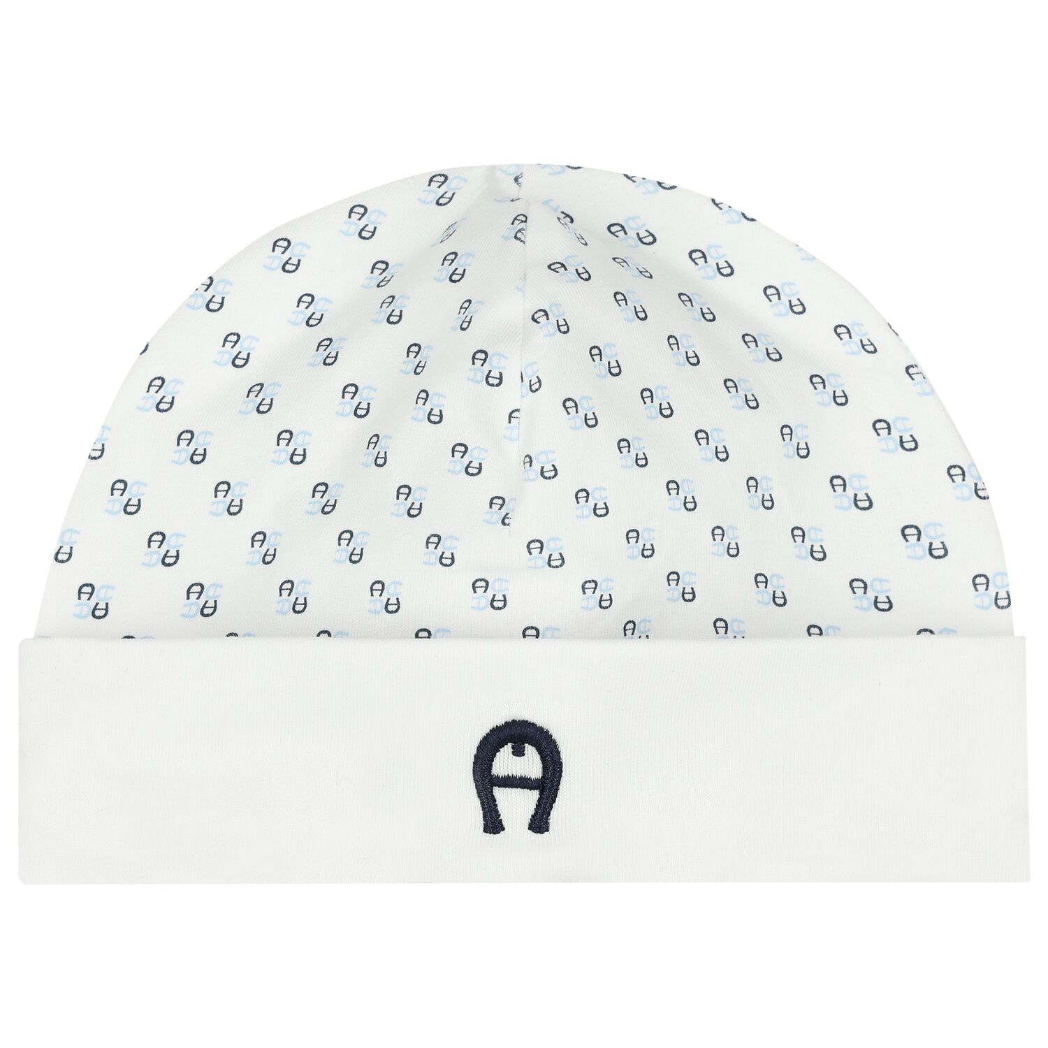 Baby Boys White & Blue Logo Hat, 1, hi-res
