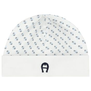 Aigner Baby Boys White & Blue Logo Hat, 1 Baby Boys White & Blue Logo Hat