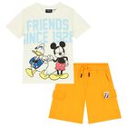 Boys Ivory & Orange Shorts Set, 1, hi-res