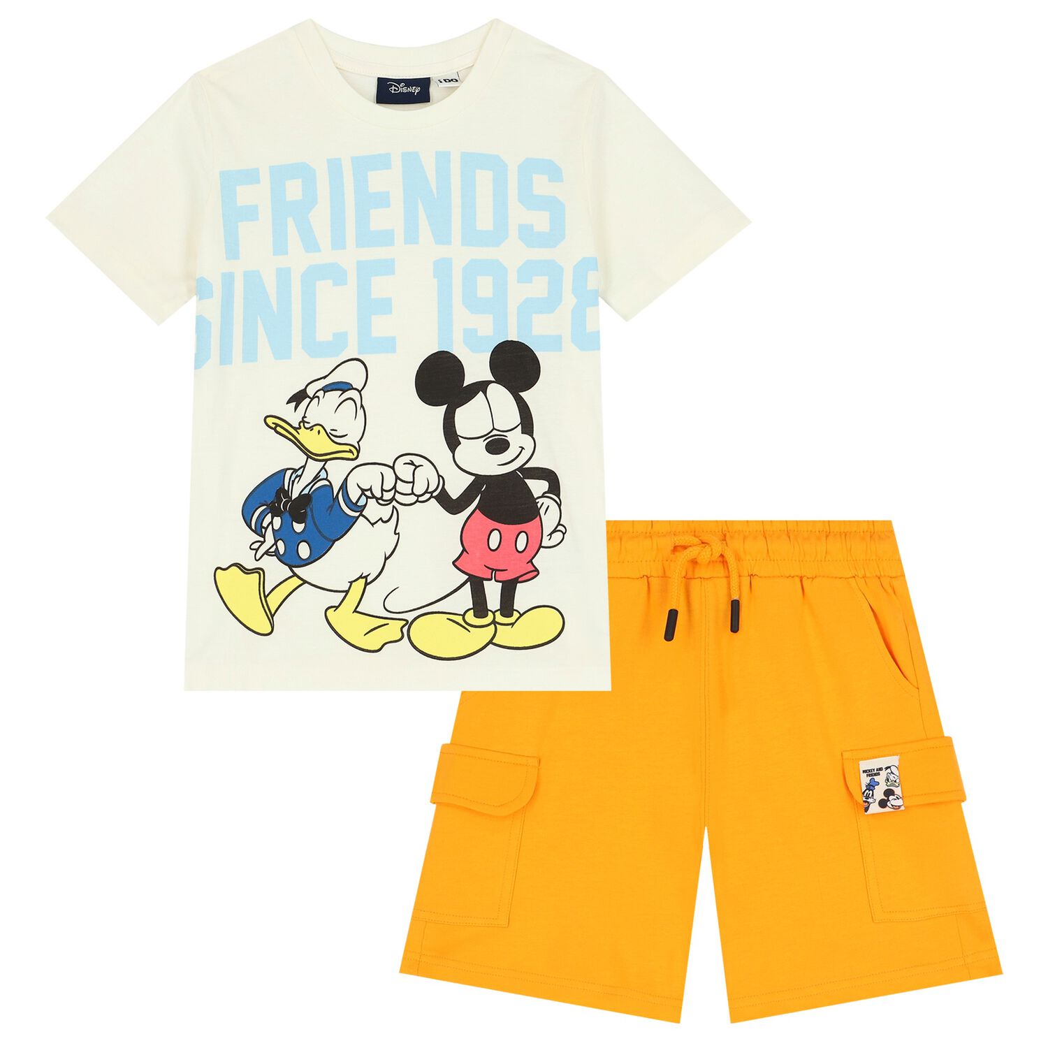 Boys Ivory & Orange Shorts Set, 1, hi-res