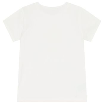 Girls White Flower T-Shirt