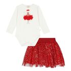 Baby Girls Ivory & Red Tulle Skirt Set, 1, hi-res
