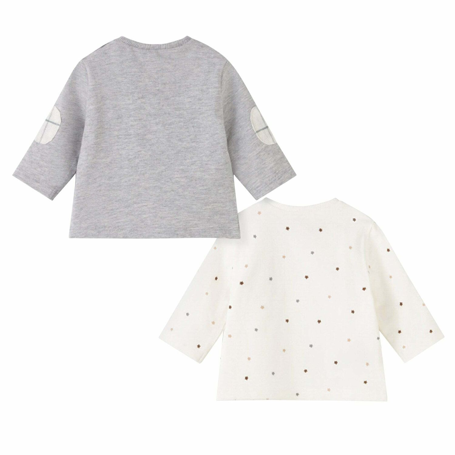 Baby Boys Grey & Ivory Long Sleeve Top ( 2-Pack ), 1, hi-res