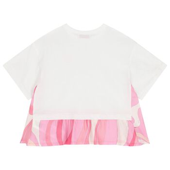 Girls White Pesci Logo T-Shirt
