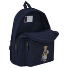 Boys Navy Blue Canvas Polo Bear Backpack ( 44cm ), 1, hi-res