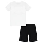 Boys White & Black Teddy Logo Shorts Set, 1, hi-res