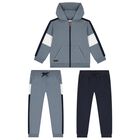 Boys Blue & Navy Blue 3-Piece Tracksuit, 1, hi-res