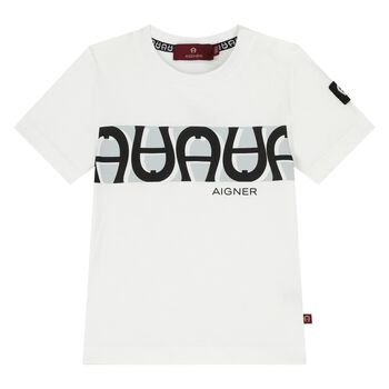 Younger Boys White Logo T-Shirt