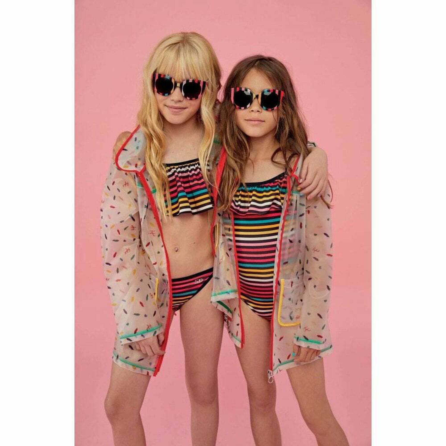 Girls Caro Striped Swimsuit, 1, hi-res image number null