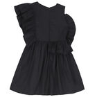 Girls Black Ruffle Dress, 1, hi-res
