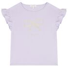 Girls Purple Bow Ruffled Top, 1, hi-res