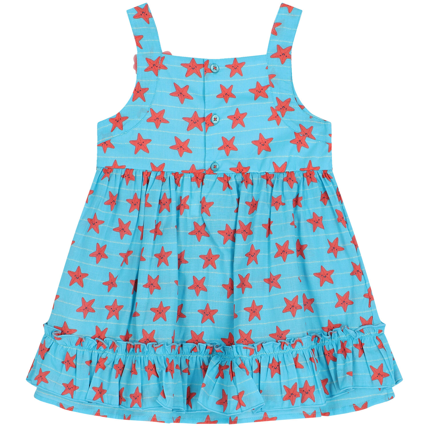Girls Blue Starfish Dress, 1, hi-res