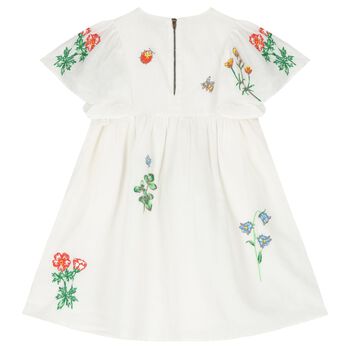 Girls Ivory Embroidered Flower Dress