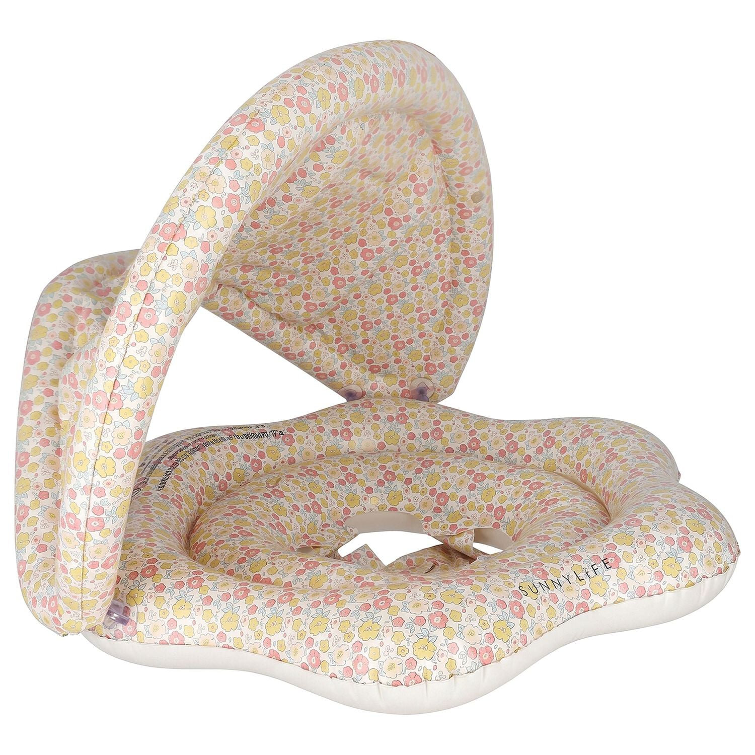 Baby Girls White & Pink Floral Pool Float, 1, hi-res