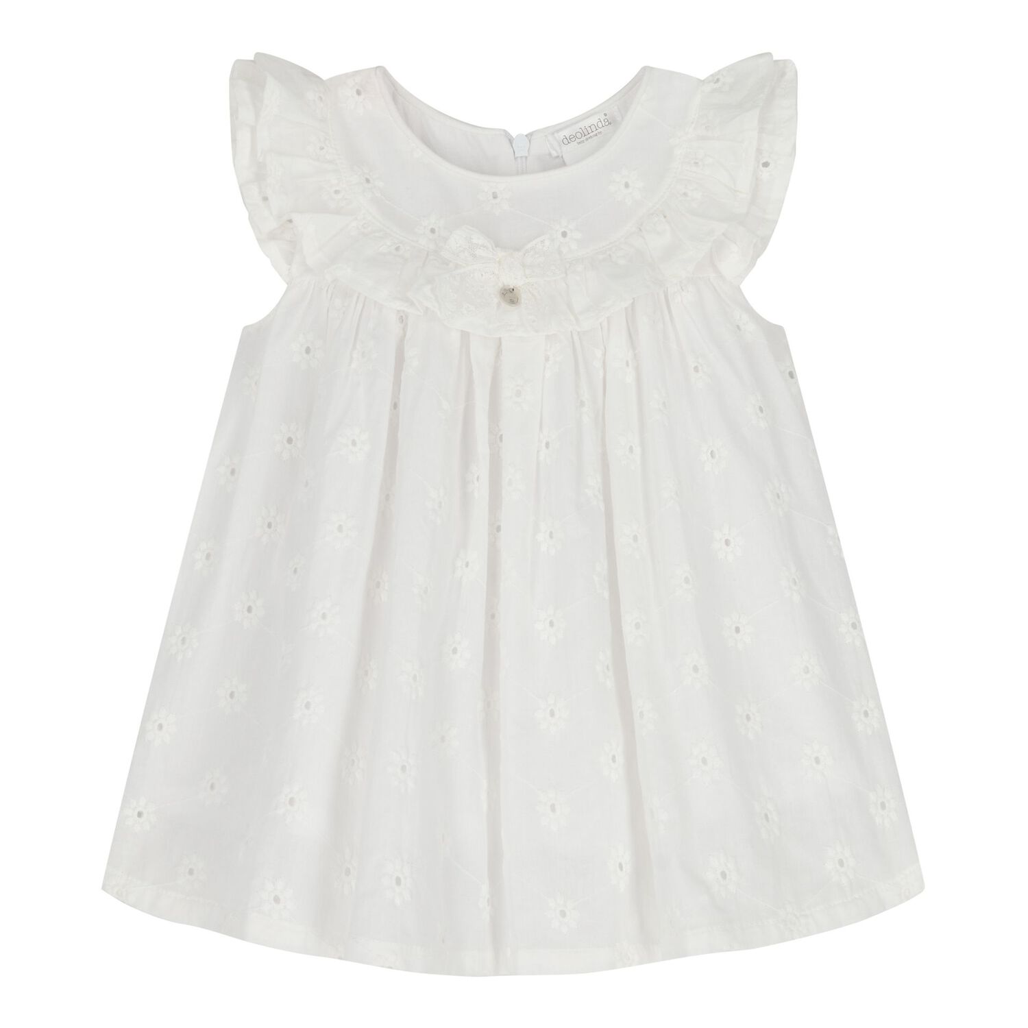 Baby Girls White Broderie Anglaise Dress Set, 1, hi-res