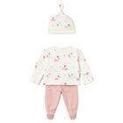 Baby Girls Ivory & Pink Balloon 2 Piece Babygrow Set, 3, hi-res