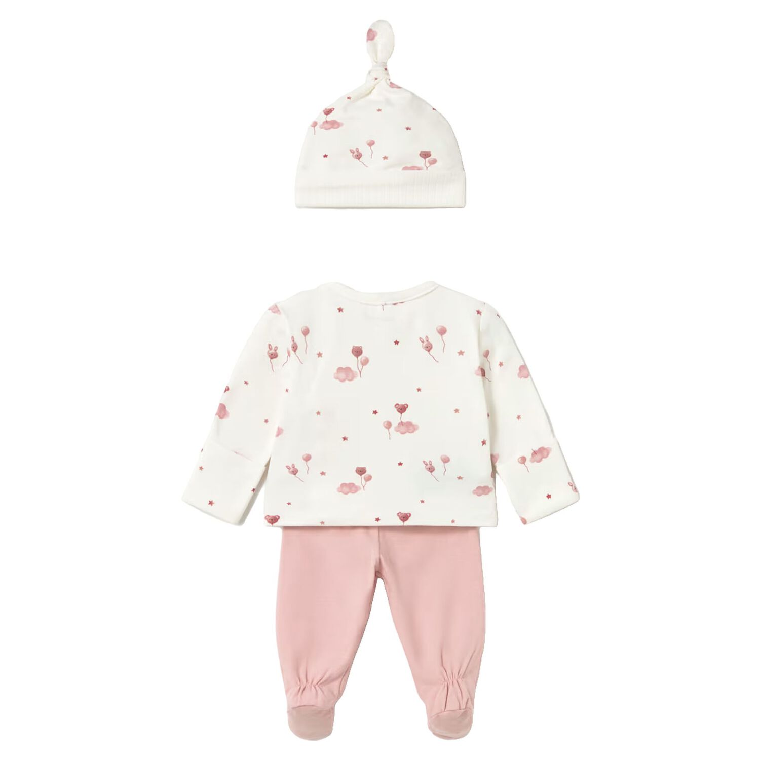 Baby Girls Ivory & Pink Balloon 2 Piece Babygrow Set, 3, hi-res