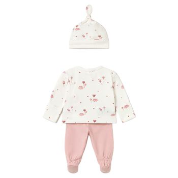 Baby Girls Ivory & Pink Balloon 2 Piece Babygrow Set
