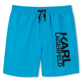 Boys Mini Me Blue Logo Swim Shorts