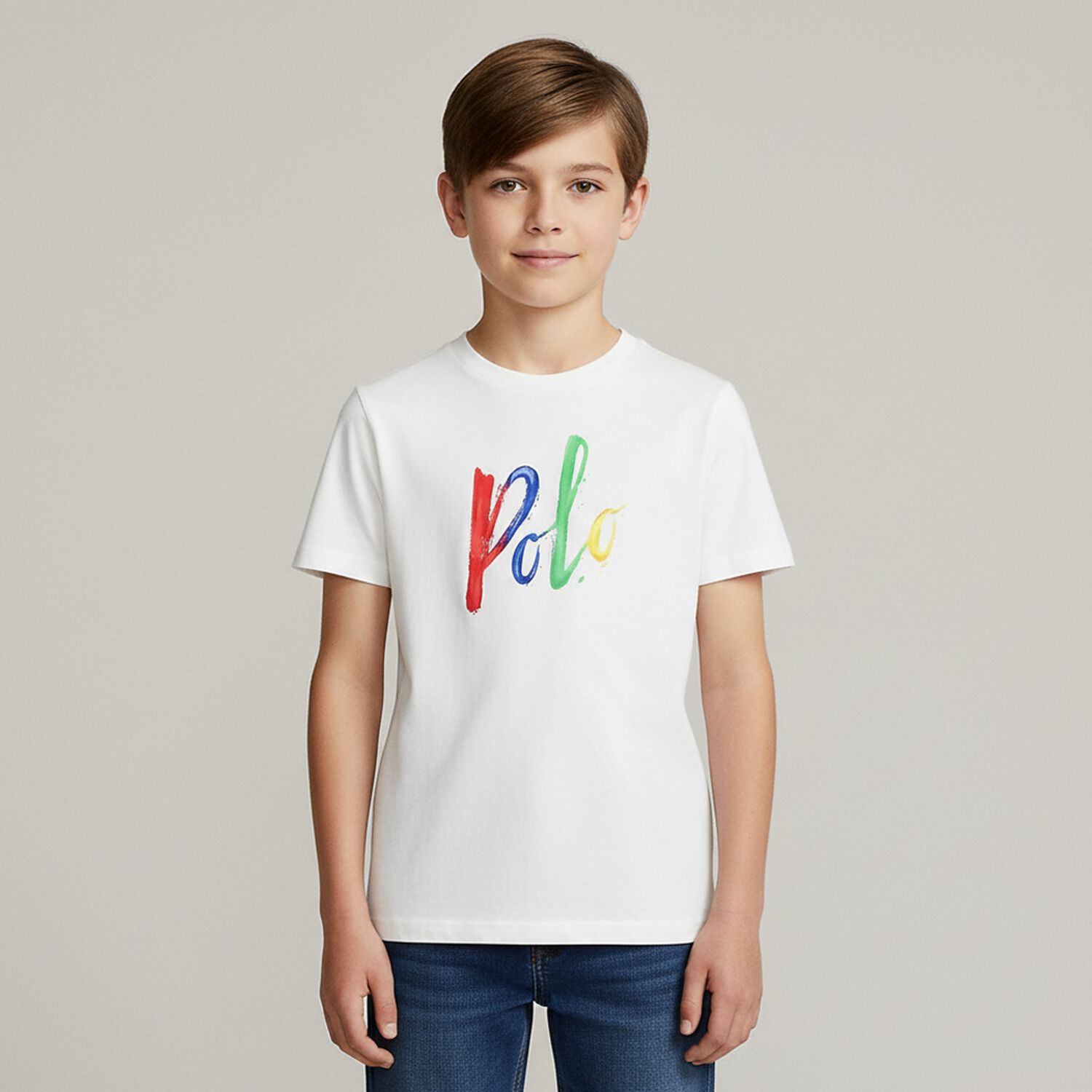 Boys White Logo T-Shirt, 1, hi-res