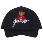 Boys Navy Blue Teddy Bear Cap, 2, hi-res