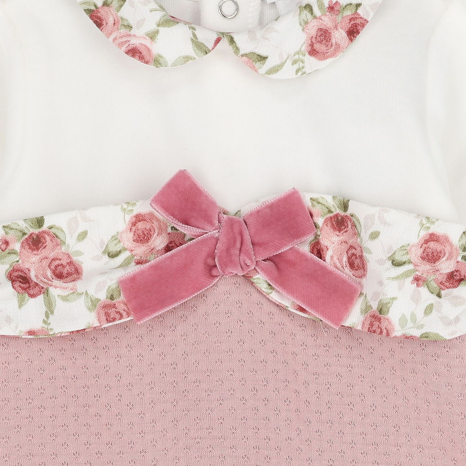 Baby Girls Ivory & Pink Babygrow, 1, hi-res