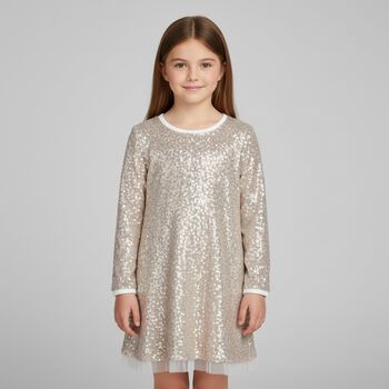 Girls Gold & Silver Embellished Dress