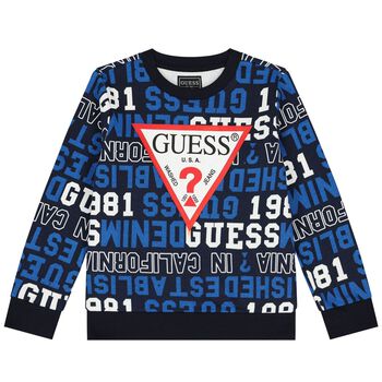 Guess Boys Navy Blue Logo Sweatshirt, 3 Boys Navy Blue Logo Sweatshirt