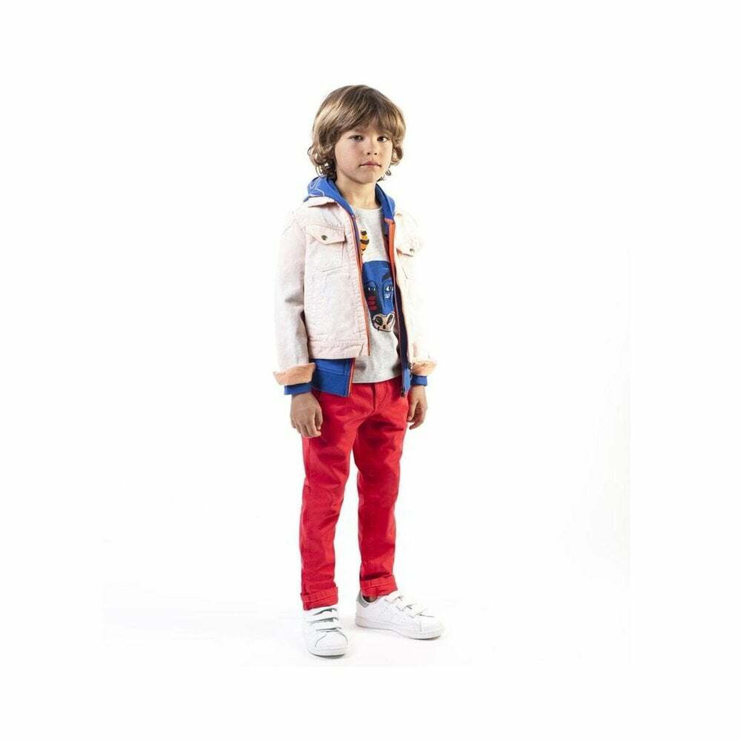 Boys Red Cotton Trousers, 1, hi-res