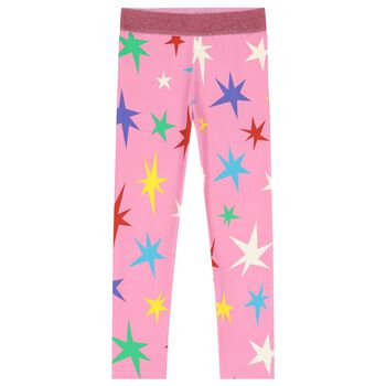 Girls Pink Stars Leggings