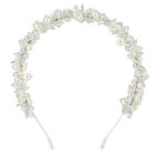 Girls White Embellished Pearl & Crystal Headband, 1, hi-res
