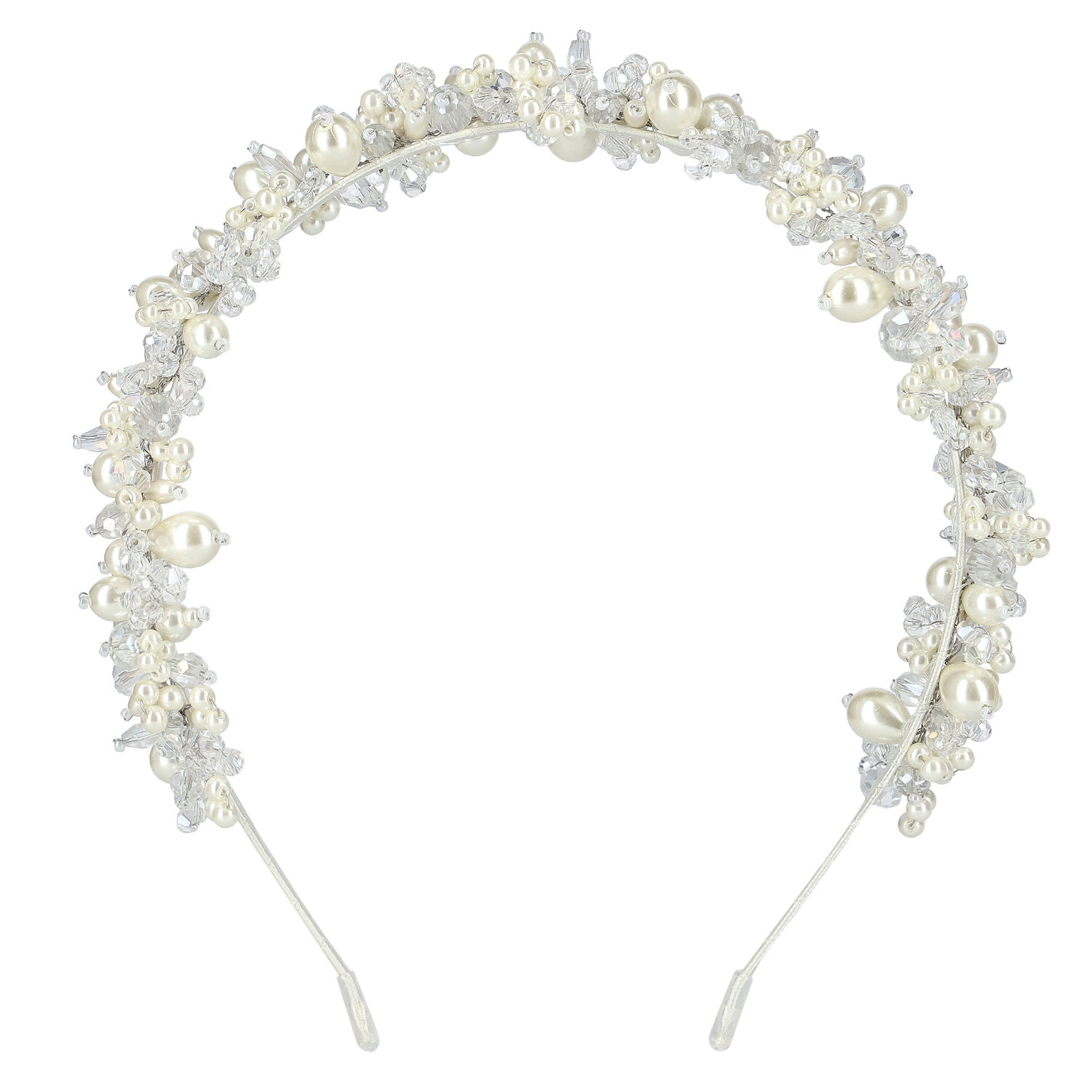Girls White Embellished Pearl & Crystal Headband, 1, hi-res image number null