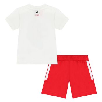 Younger Boys White & Red Marvel Shorts Set