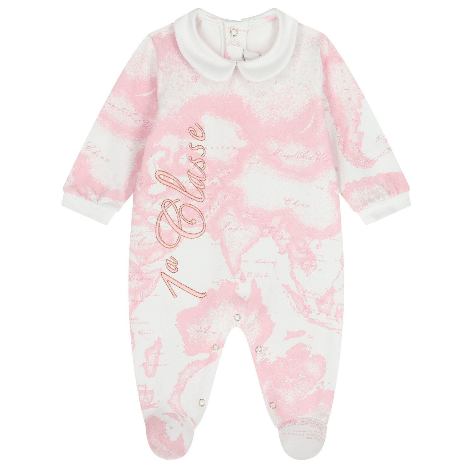 Baby Girls White & Pink Geo Map Babygrow Gift Set, 1, hi-res