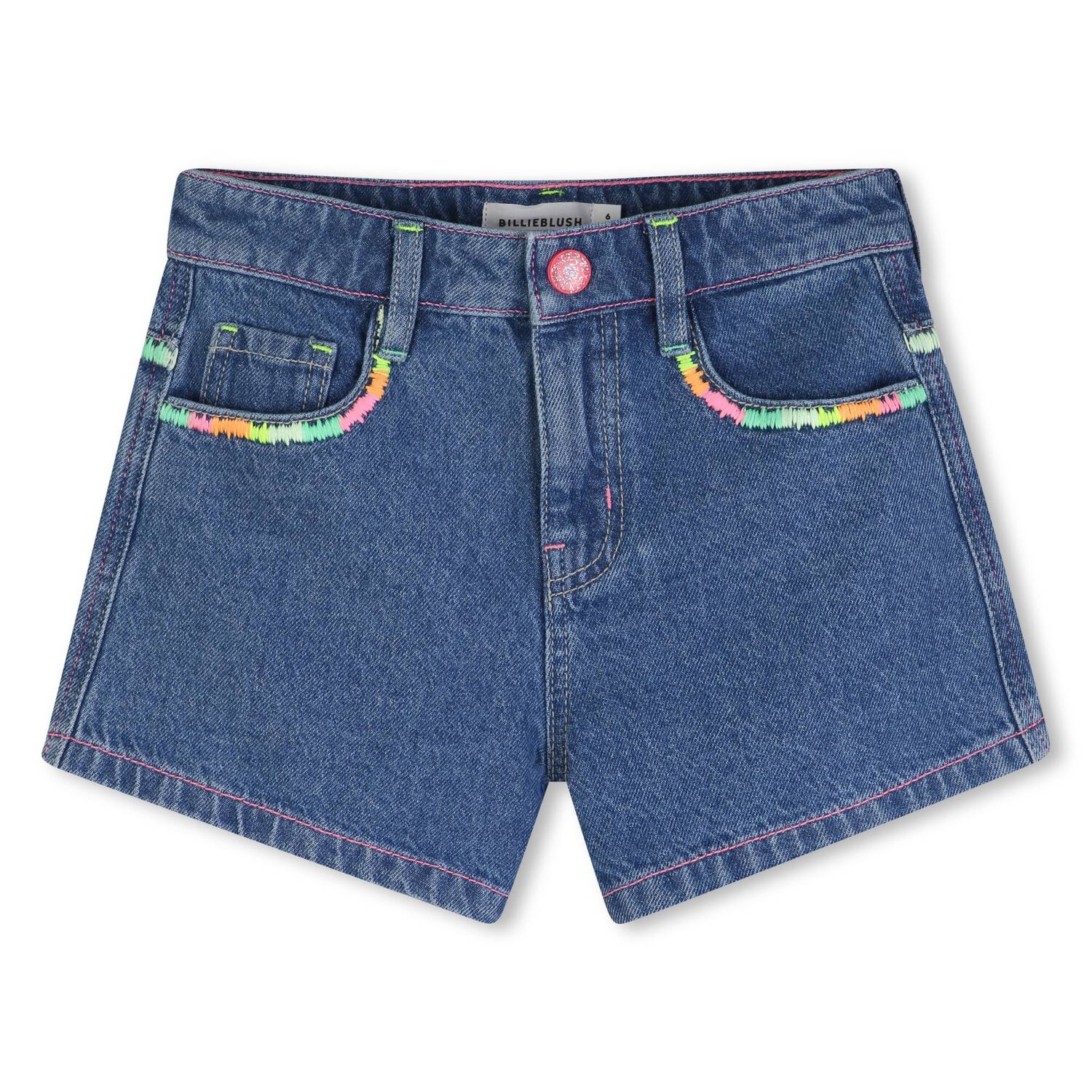 Girls Blue Denim Shorts, 1, hi-res