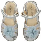 Younger Girls Silver Flower Sandals, 2, hi-res