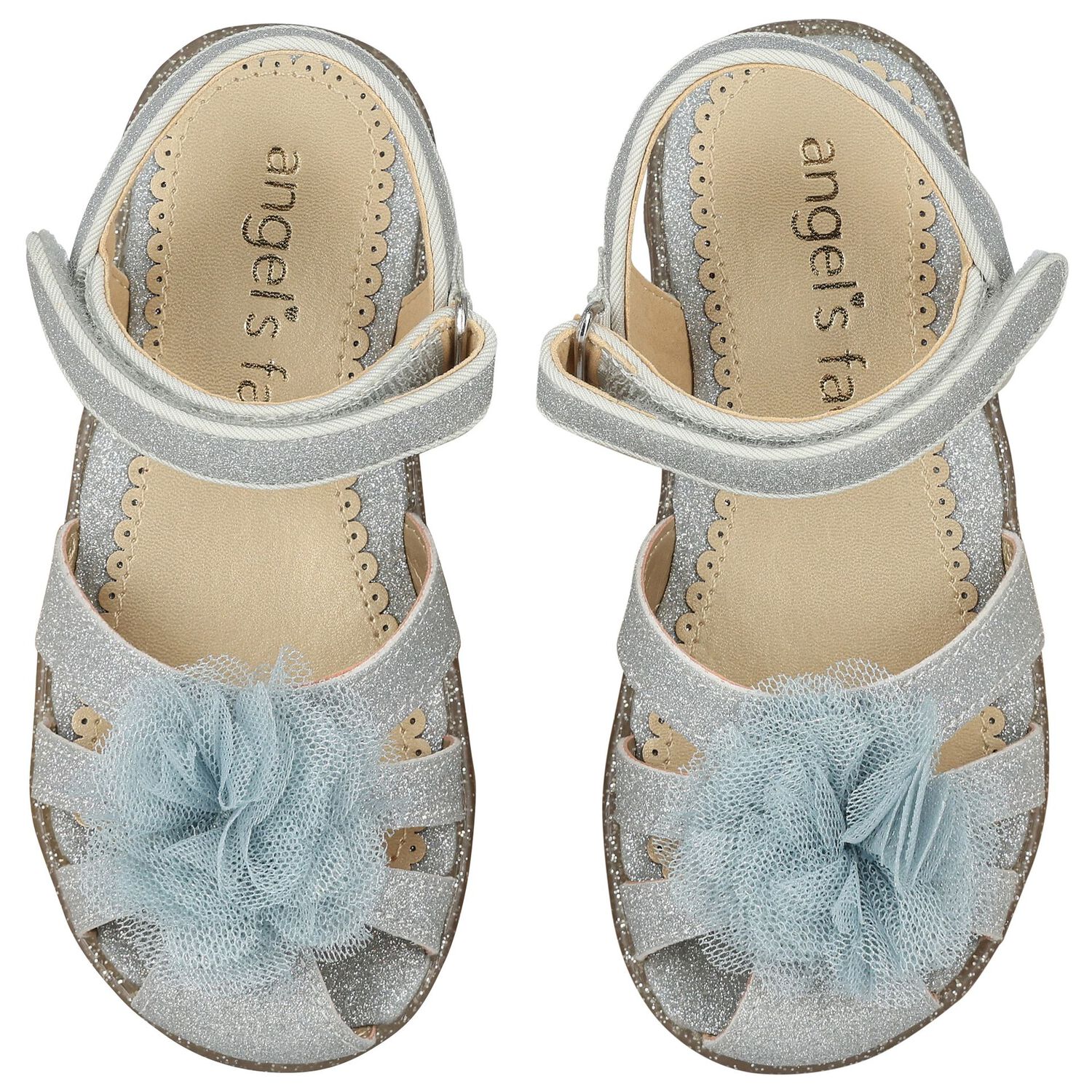 Younger Girls Silver Flower Sandals, 2, hi-res