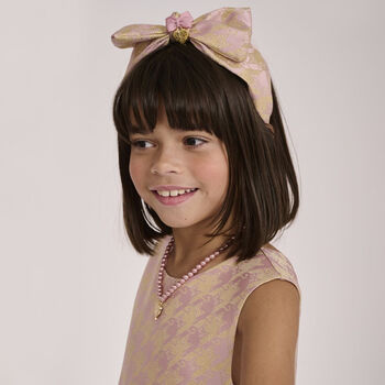Girls Pink & Gold Bow Headband