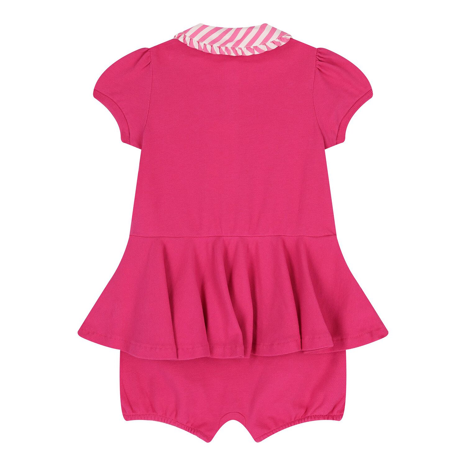 Baby Girls Pink Polo Romper, 1, hi-res