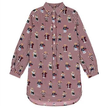 Girls White & Red Polo Bear Striped Shirt Dress