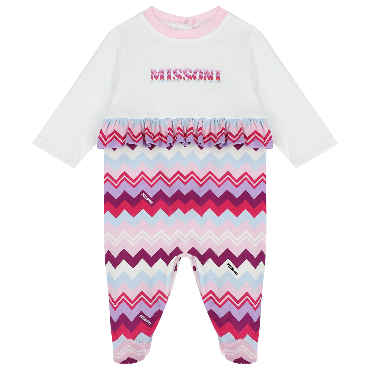 Baby Girls Purple & Pink Zigzag Babygrow Set, 1, hi-res
