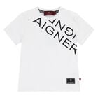 Younger Boys White Logo T-Shirt, 1, hi-res