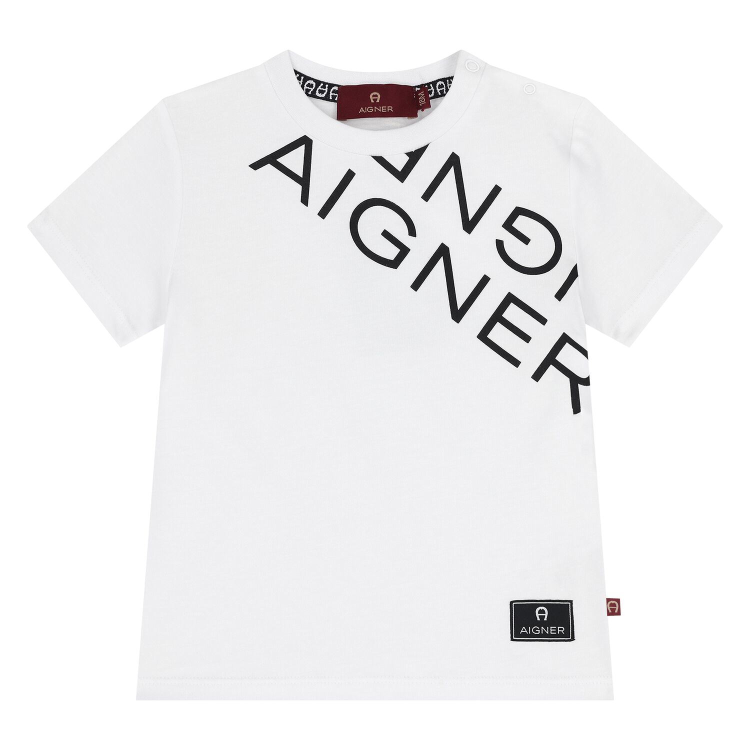 Younger Boys White Logo T-Shirt, 1, hi-res