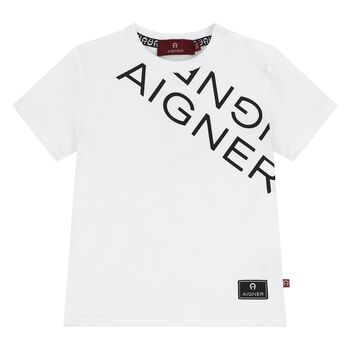 Younger Boys White Logo T-Shirt