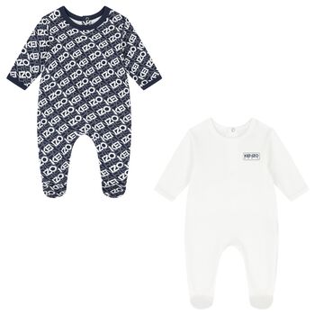 Navy Blue & White Logo Babygrows ( 2-Pack )